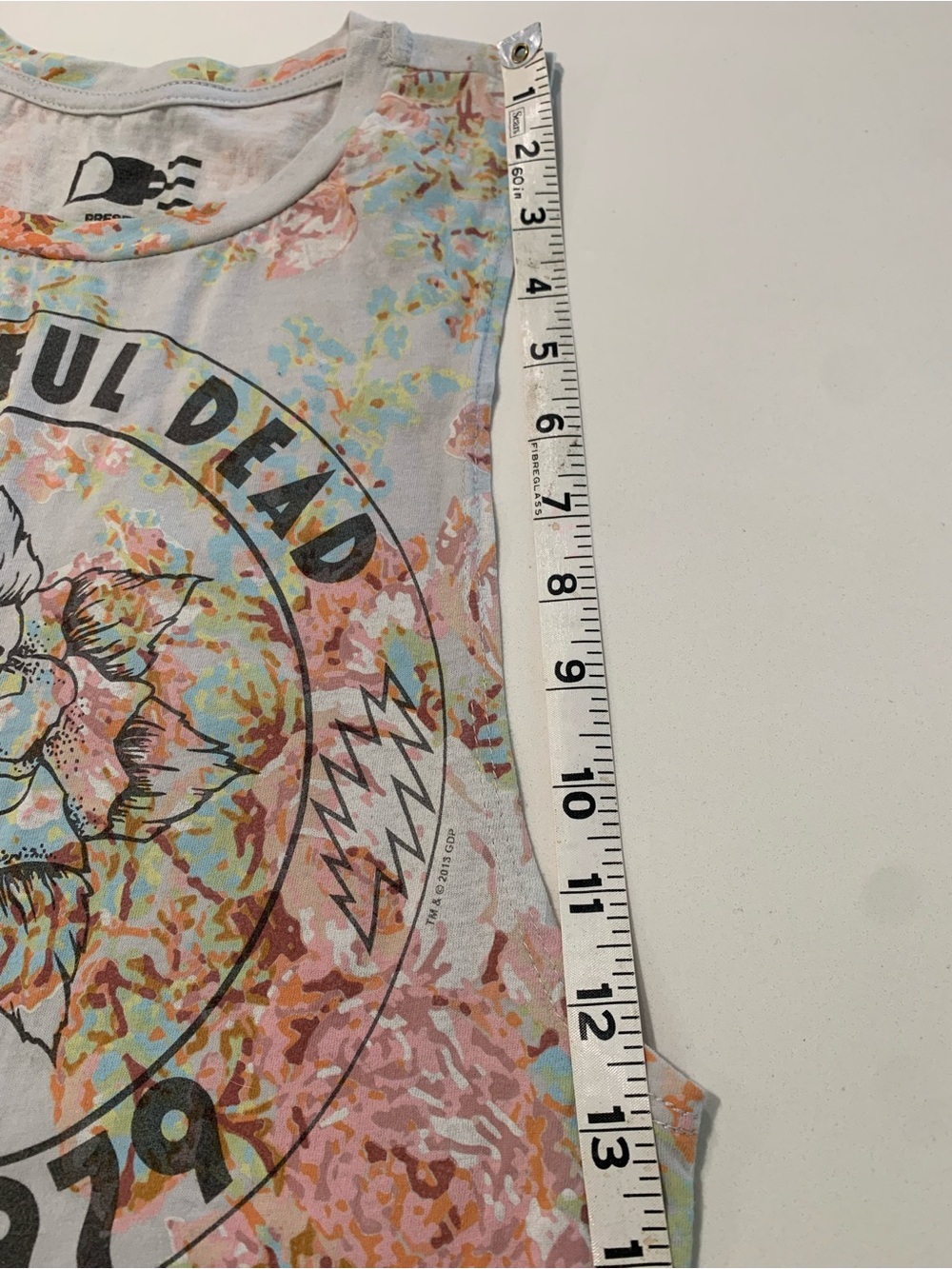 DOE Grateful Dead Floral Graphic Muscle Concert Tank Top, Tee, Festival, XS - Picture 7 of 8